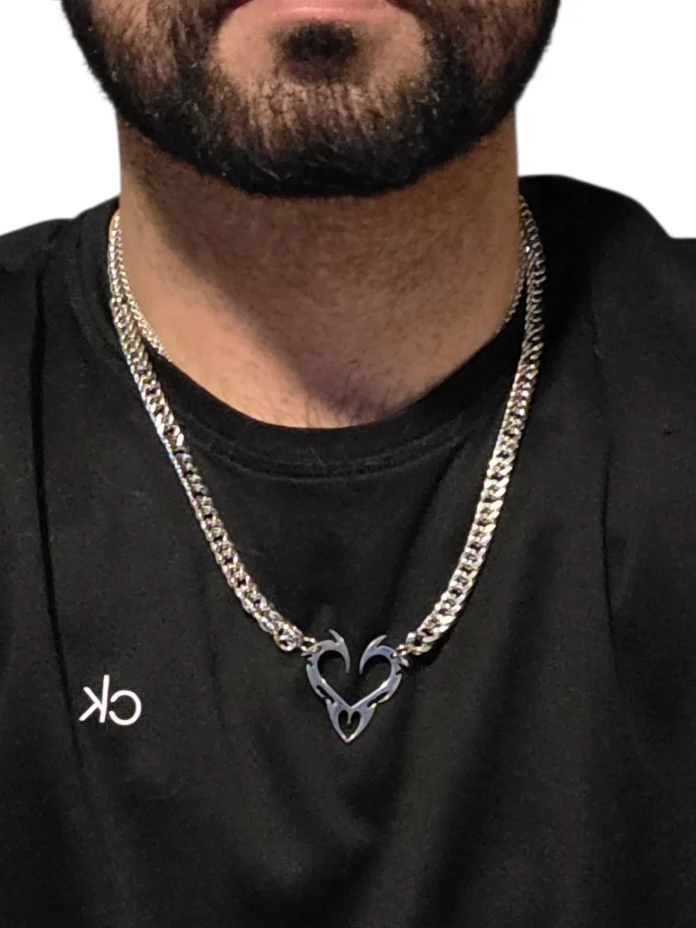 New Stainless Steel Flame Heart Pendant Chain Necklace (Unisex)